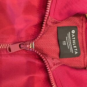 Athleta Red Utility Jacket with Synthetic Sheen